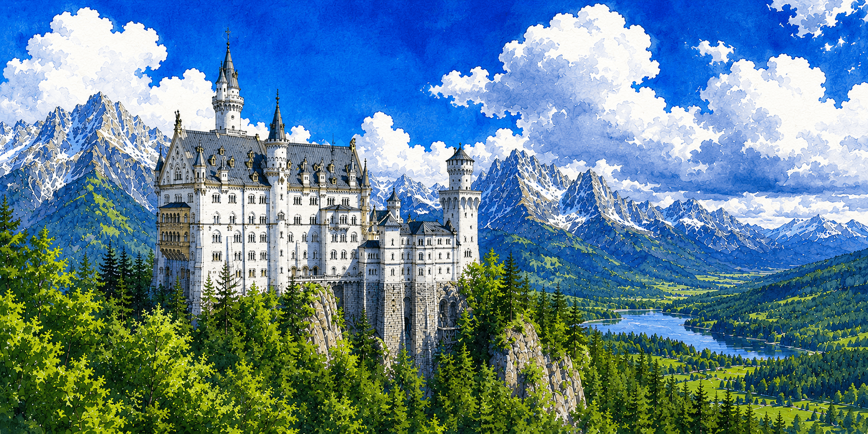 Neuschwanstein Castle · summer day